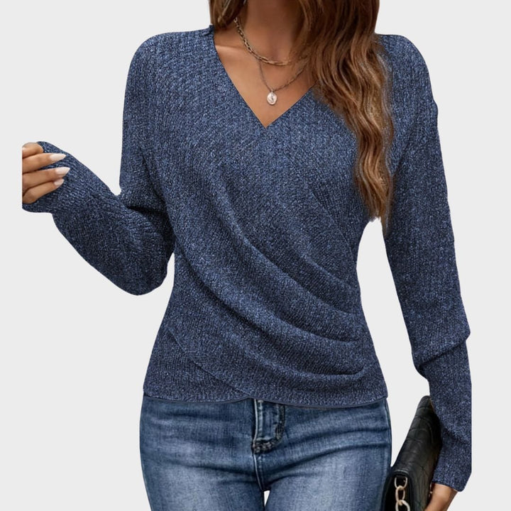 Abigail sweater styled with trousers for a chic, put-together outfit
