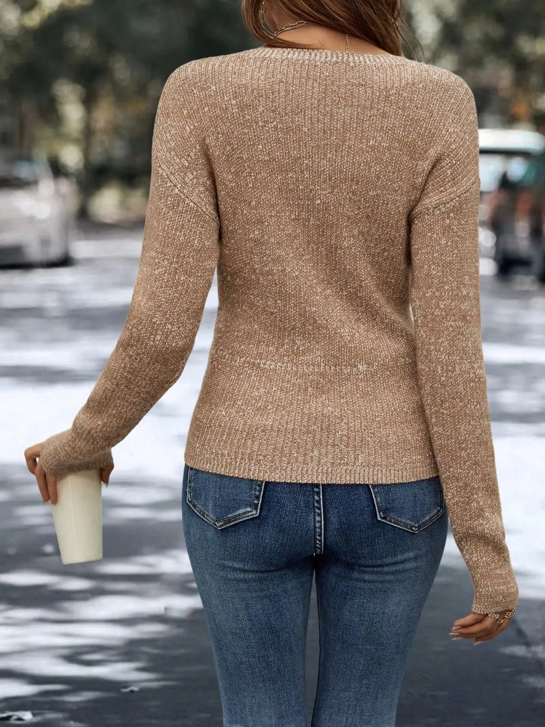 Detail shot of the Abigail sweater fabric, emphasizing softness and quality construction