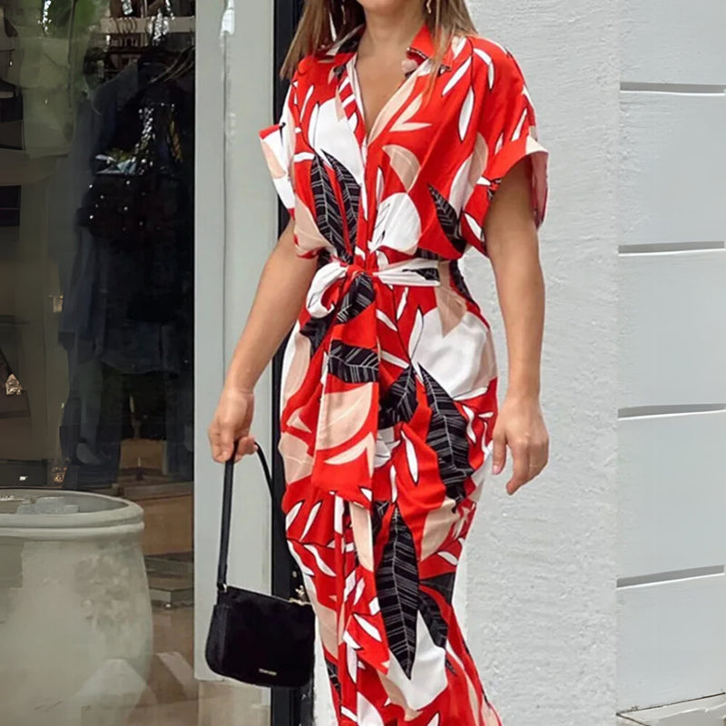 Close-up detail of the Addison wrap dress highlighting its lightweight fabric and elegant sleeve design