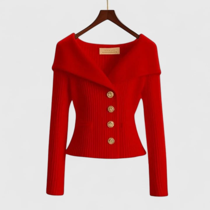 Close-up of the Addison elegant cardigan showing soft breathable fabric texture and refined drape