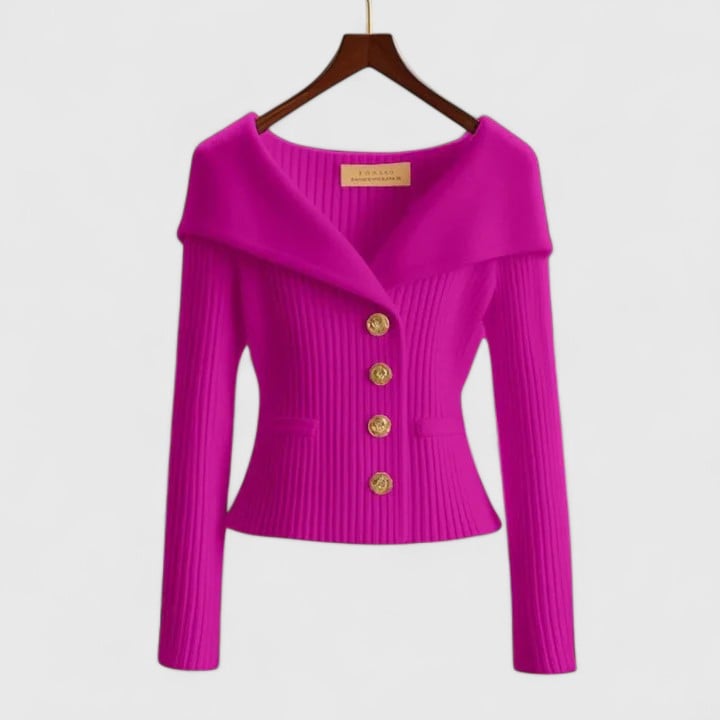 Addison elegant cardigan styled with trousers for a chic work-ready look