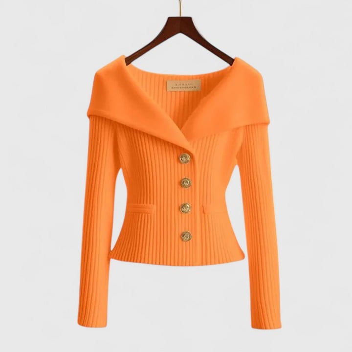 Flat lay of the Addison elegant cardigan showing overall shape and color options