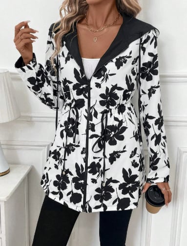 Front view of the Aleah reversible coat in black showing clean structured silhouette