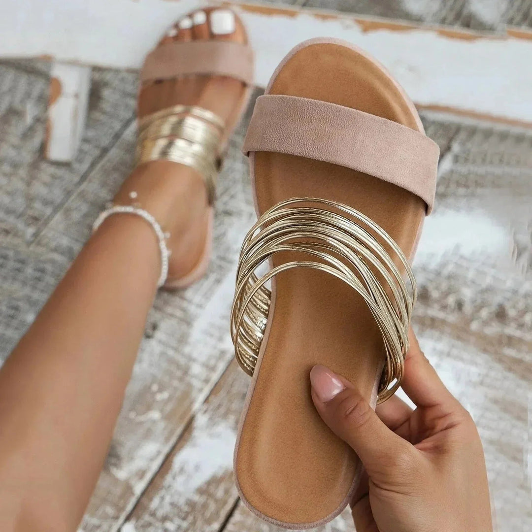 Alma orthopedic sandal in Khaki displayed at an angle showing slip-on design and supportive footbed