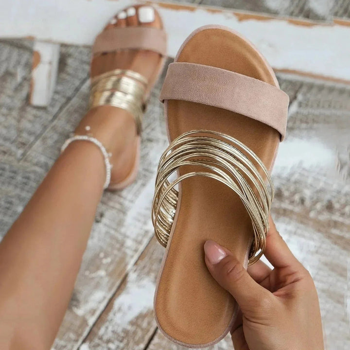 Alma orthopedic sandal in Khaki displayed at an angle showing slip-on design and supportive footbed