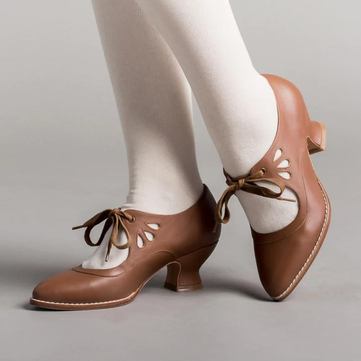 Amelia pin-up heels in blue, front-facing view on neutral background