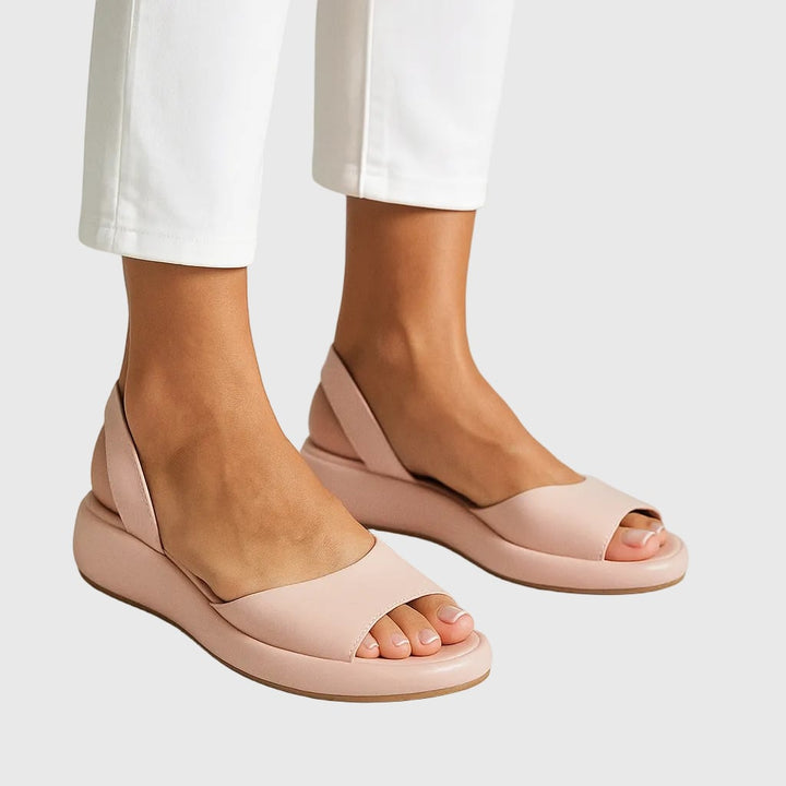 Amelia slip-on sandals in blue, pair shown side by side