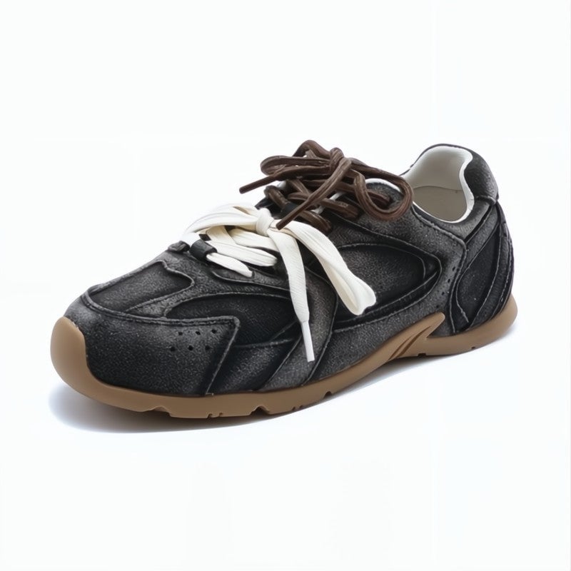 Flat lay of all four Anastasia sneaker color options — brown, light green, black, and gray