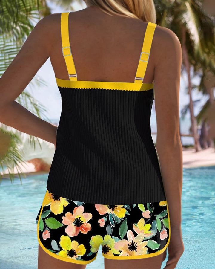 Back view of the Anastasia tankini in yellow showing supportive fit