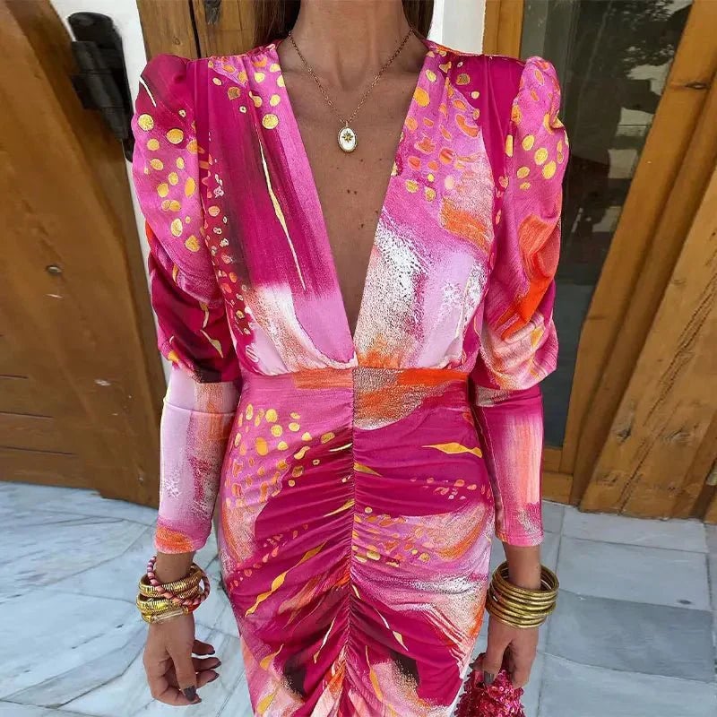 Front view of the Anastasia blush pink wrap maxi dress showing the feminine neckline and elongated skirt