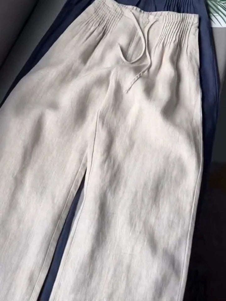 Side view of Annabelle wide-leg pants highlighting the flattering relaxed fit