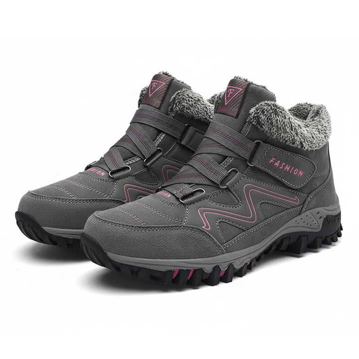 Close-up of the water-resistant upper material on Anne orthopedic boots