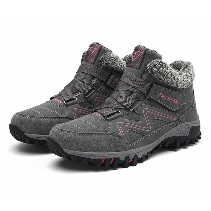 Close-up of the water-resistant upper material on Anne orthopedic boots