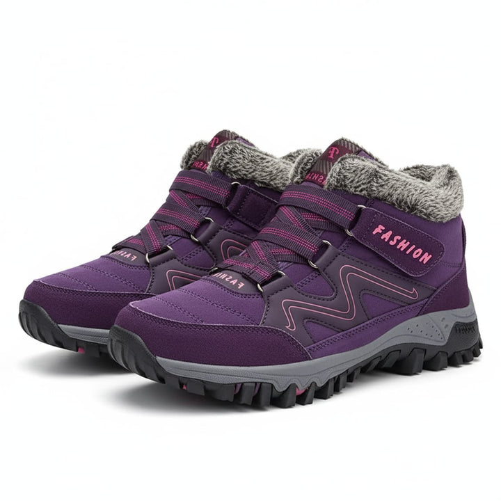 Heel and sole detail of Anne orthopedic waterproof boots showing shock-absorbing construction