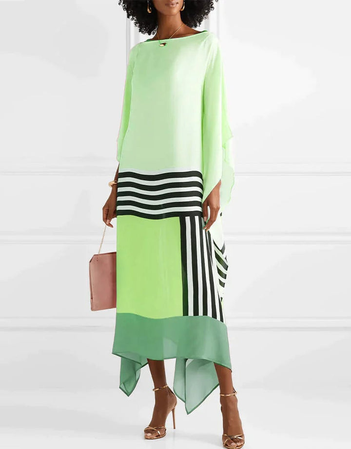 Aria caftan maxi dress in red, side view showing relaxed silhouette