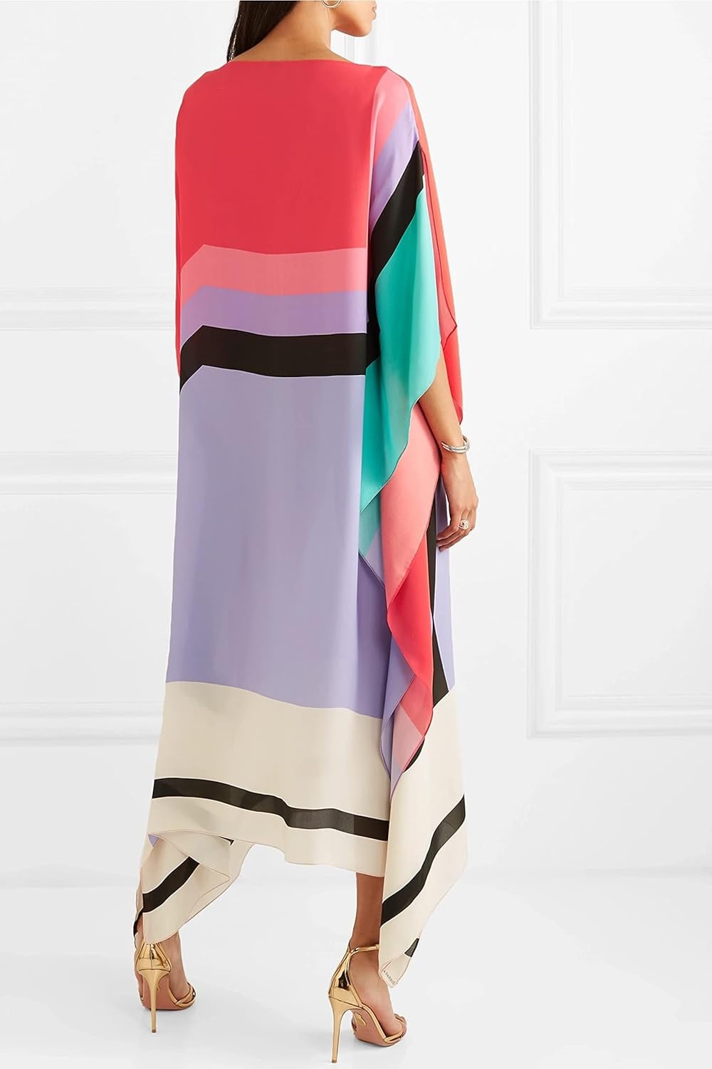 Aria geometric caftan maxi dress in sky blue, side view