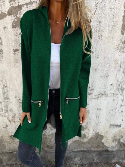 Woman layering the Arlene cardigan over a casual outfit, relaxed everyday style