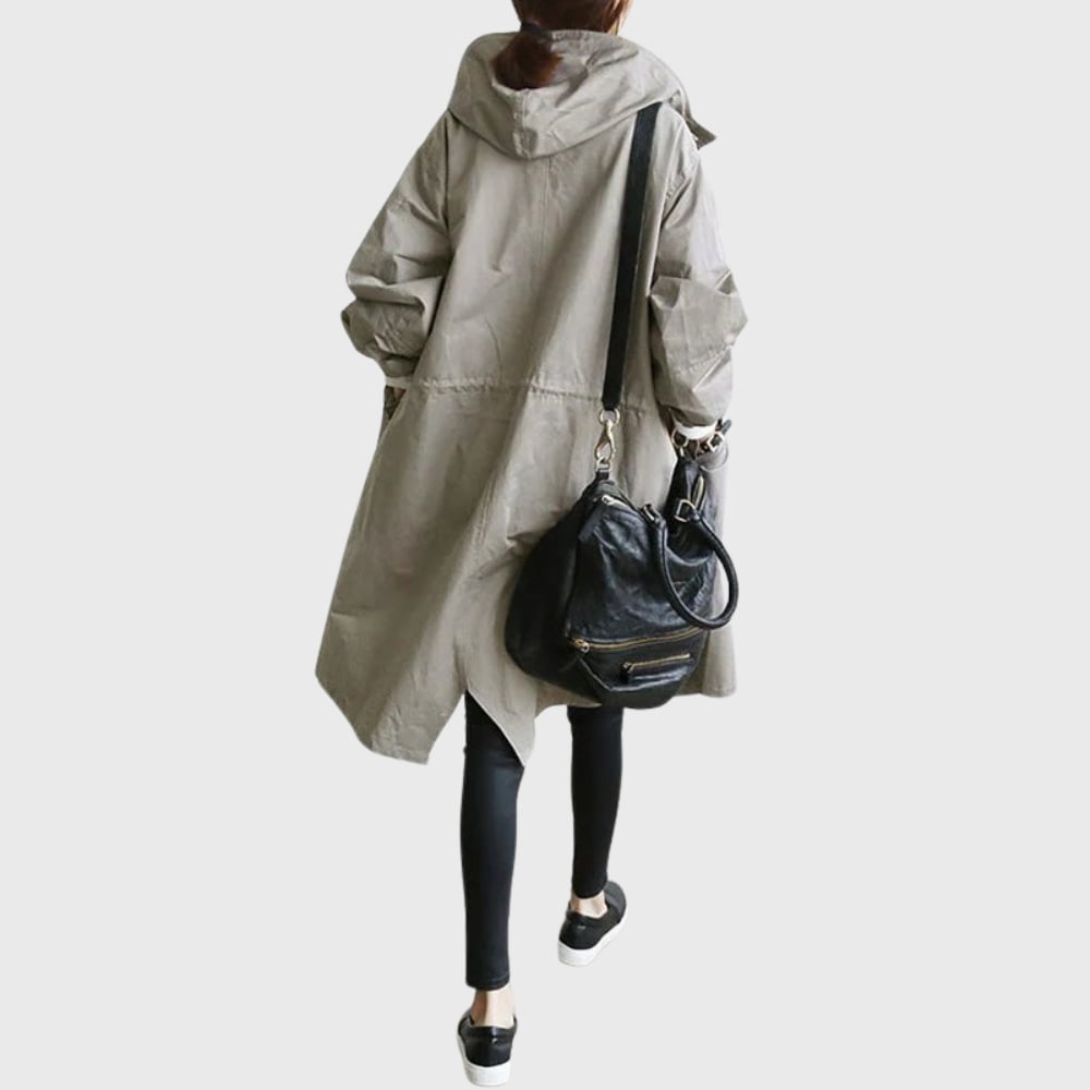 Arline trench coat in pink styled with a casual outfit for weekend wear