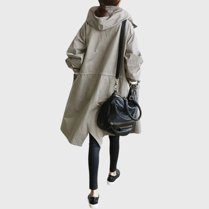 Arline trench coat in pink styled with a casual outfit for weekend wear