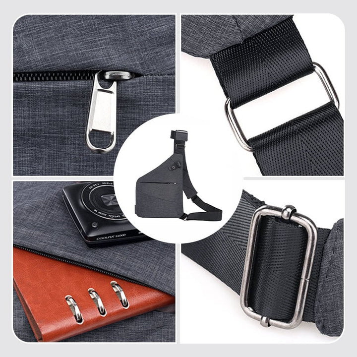 Fuchsia crossbody bag with smart pockets shown from the front against a clean background