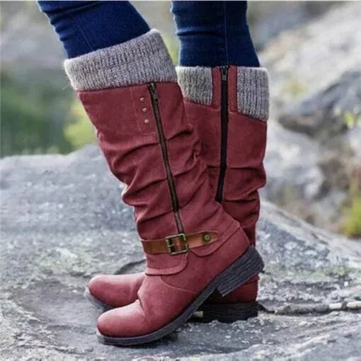 Florimay side-zip ankle boots in multiple color options including purple, brown, red, and grey