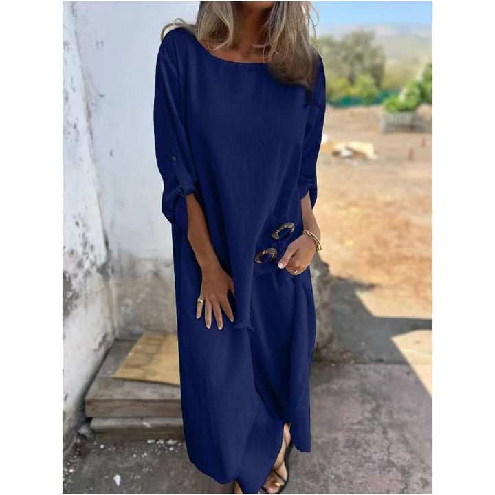 Front view of the Ashleigh two-piece coordinated ensemble in a solid color, featuring a flattering top and matching skirt