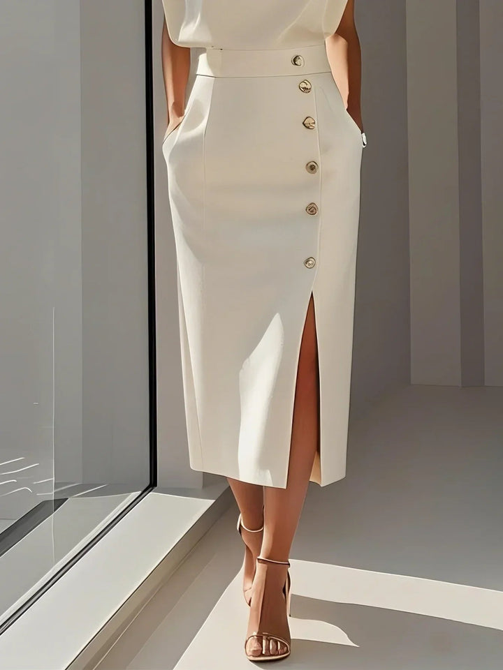 Effortless Charm Midi Dress in bright pink shown full length on model