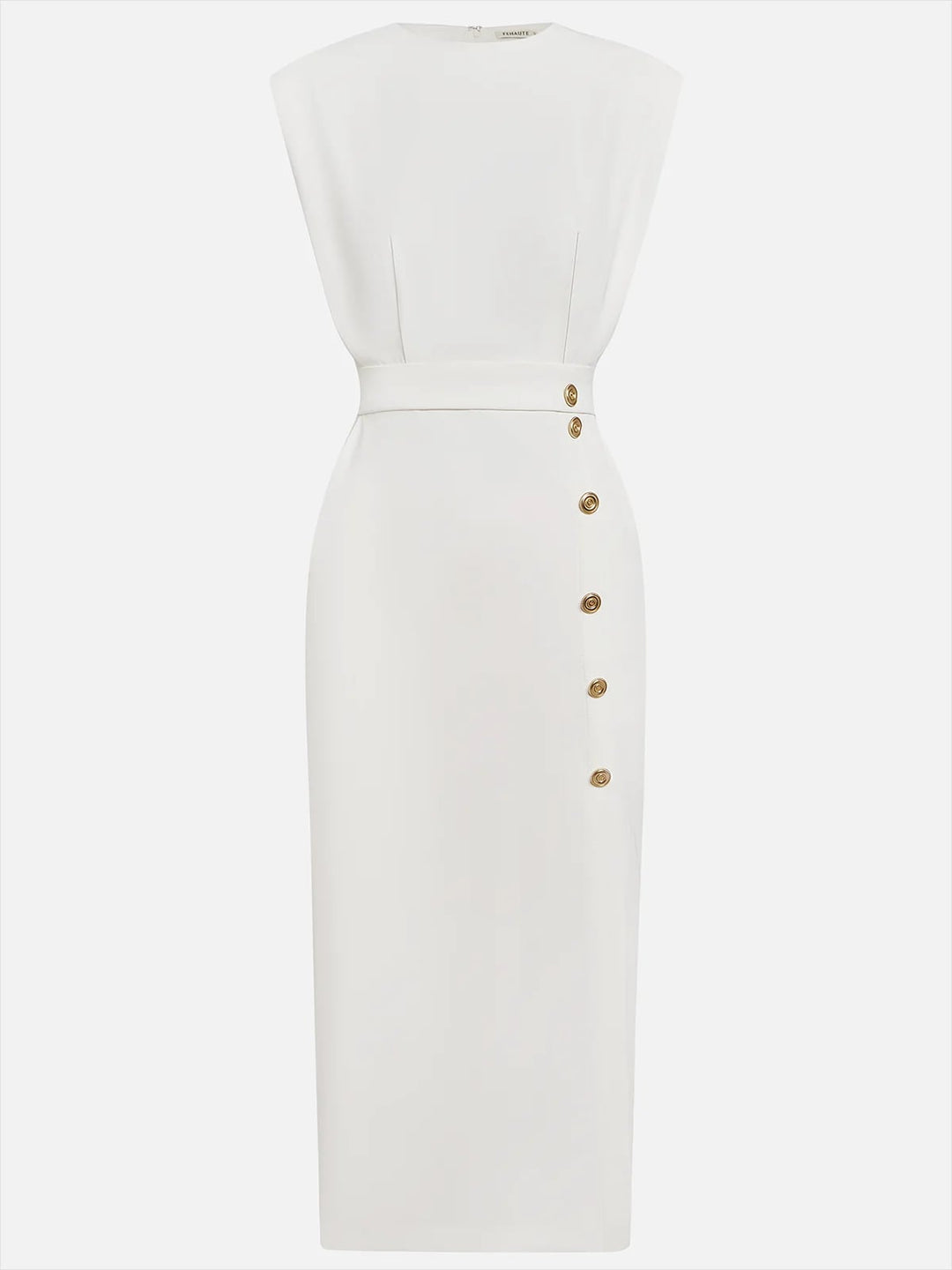 Back view of the Effortless Charm Midi Dress highlighting the clean silhouette and hem detail