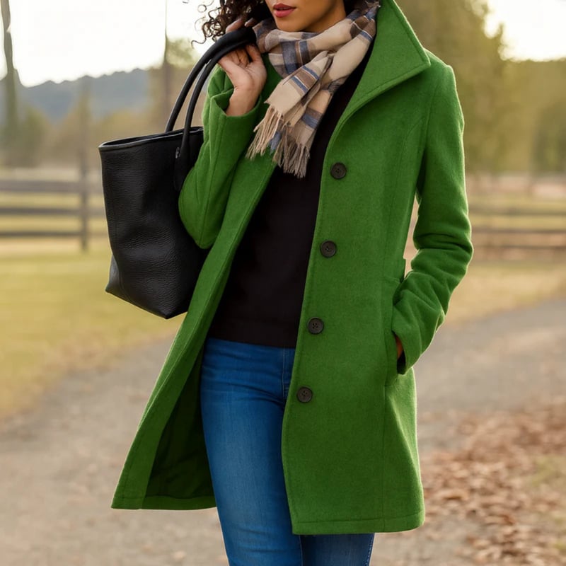 Aubrey coat styled over a casual outfit demonstrating everyday versatility