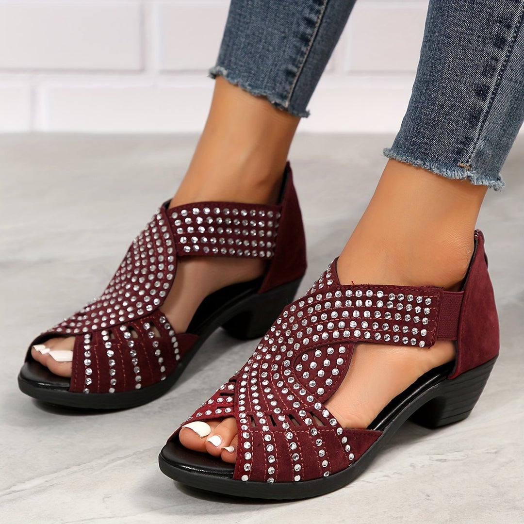 Close-up of adjustable ankle strap on Avery women's sandals