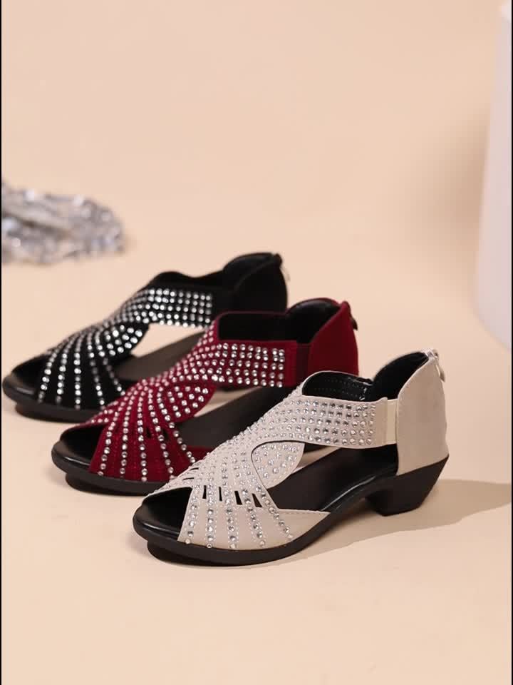 Avery women's adjustable sandals in all three colors — black, burgundy, and khaki