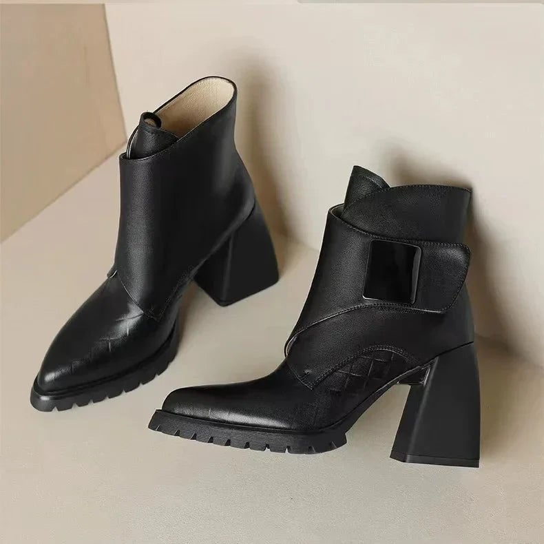 Florimay Aziel boots in brown displayed on a neutral surface