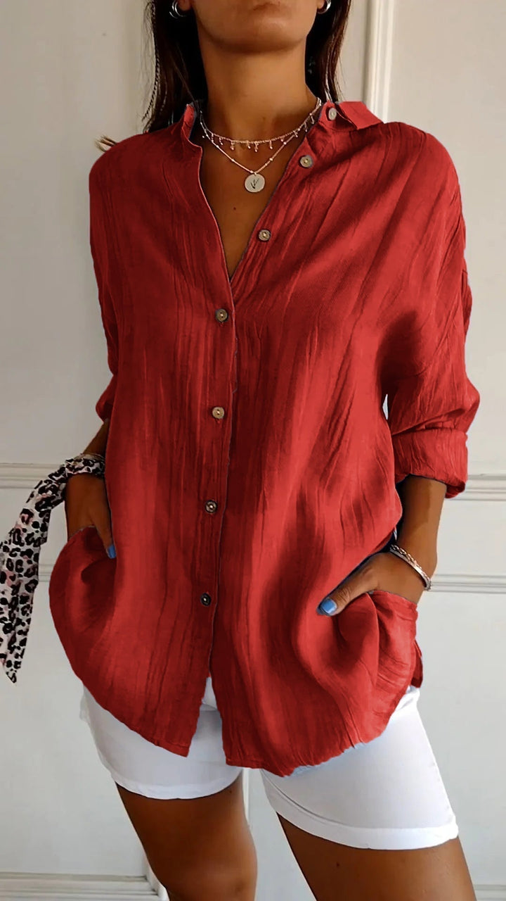 Azure linen-look oversized shirt in yellow worn open as a beach layer over a cami