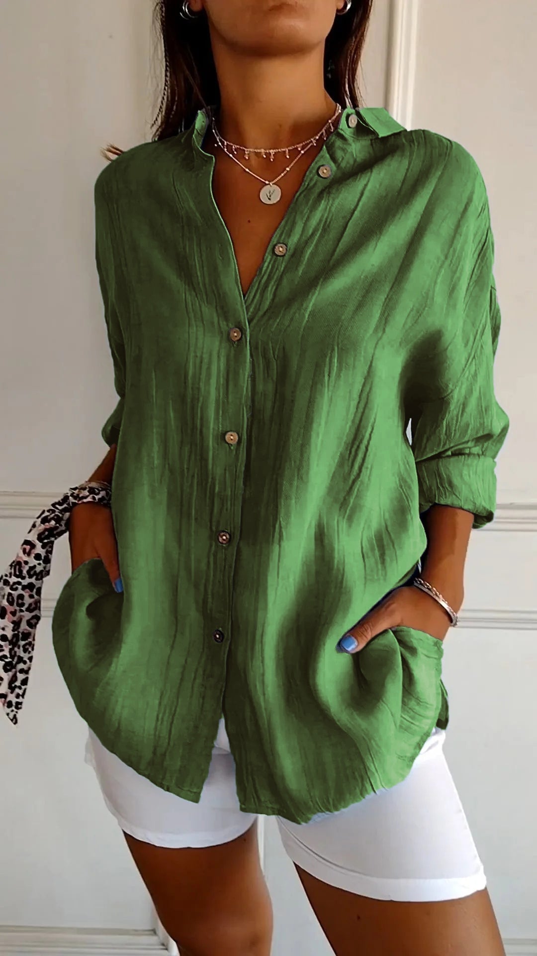 Azure long sleeve shirt in dark blue laid flat showing full length and button-down placket