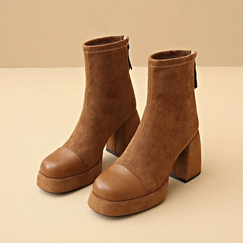 Detail shot of the Vento Boot heel and sole construction in brown