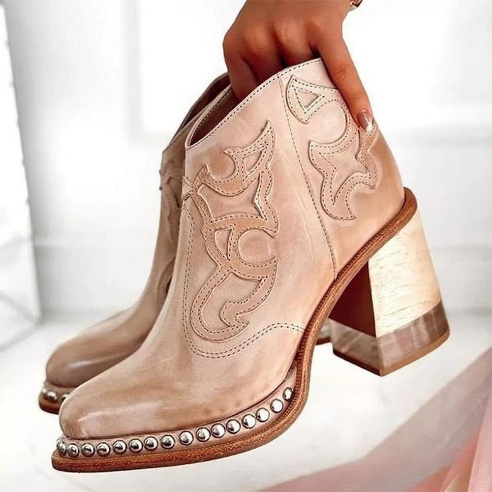 Close-up of Bella western boots toe and sole construction