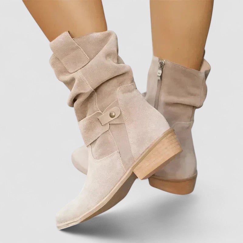 Betha supportive orthopedic ankle boots in beige showing contoured silhouette and cushioned sole