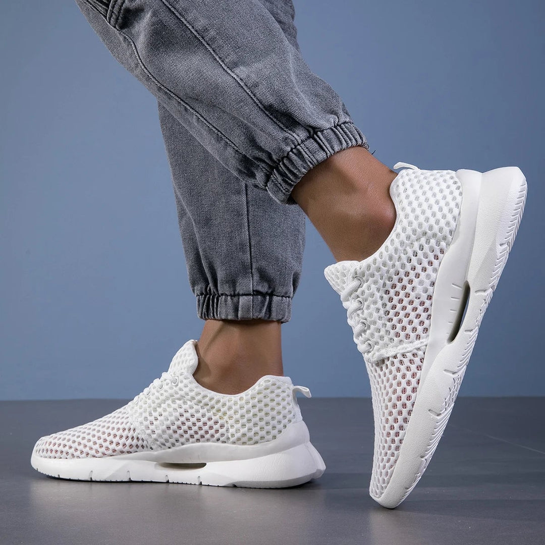 Bianca white sneaker sole and outsole detail, flat lay