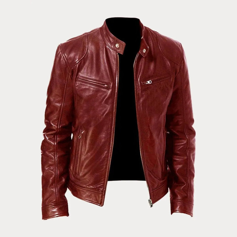 Side view of insulated casual jacket highlighting slim, minimalist silhouette