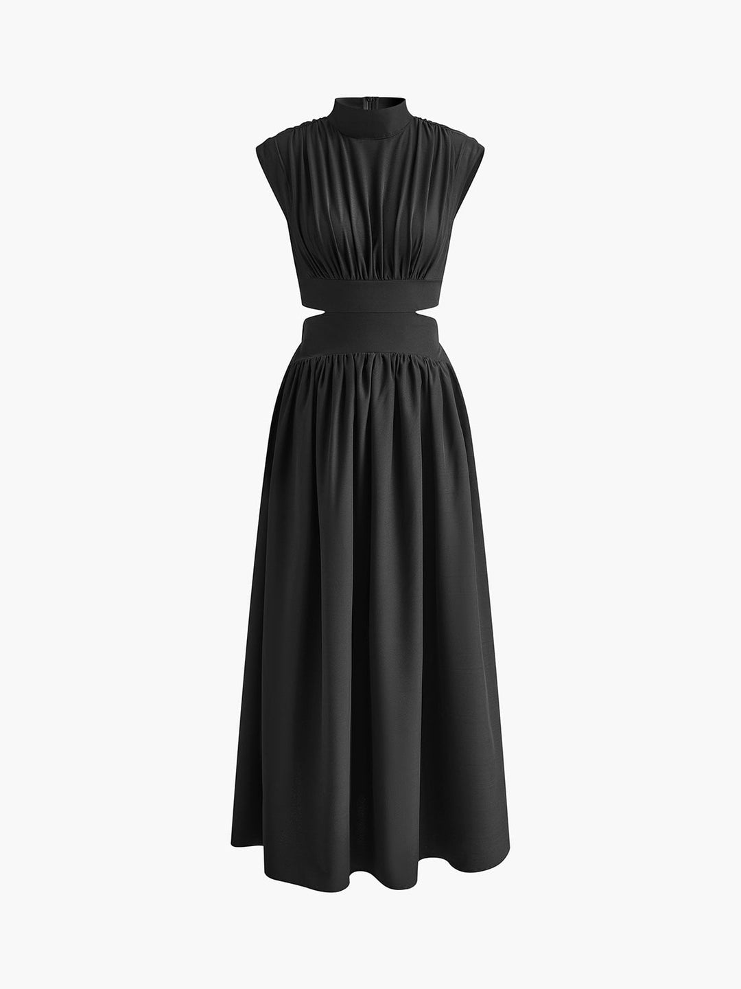Light blue mock neck cutout maxi dress, front view