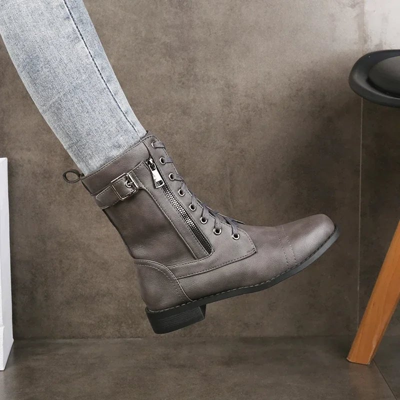 Close-up of Brandy boots toe and sole detail highlighting supportive construction