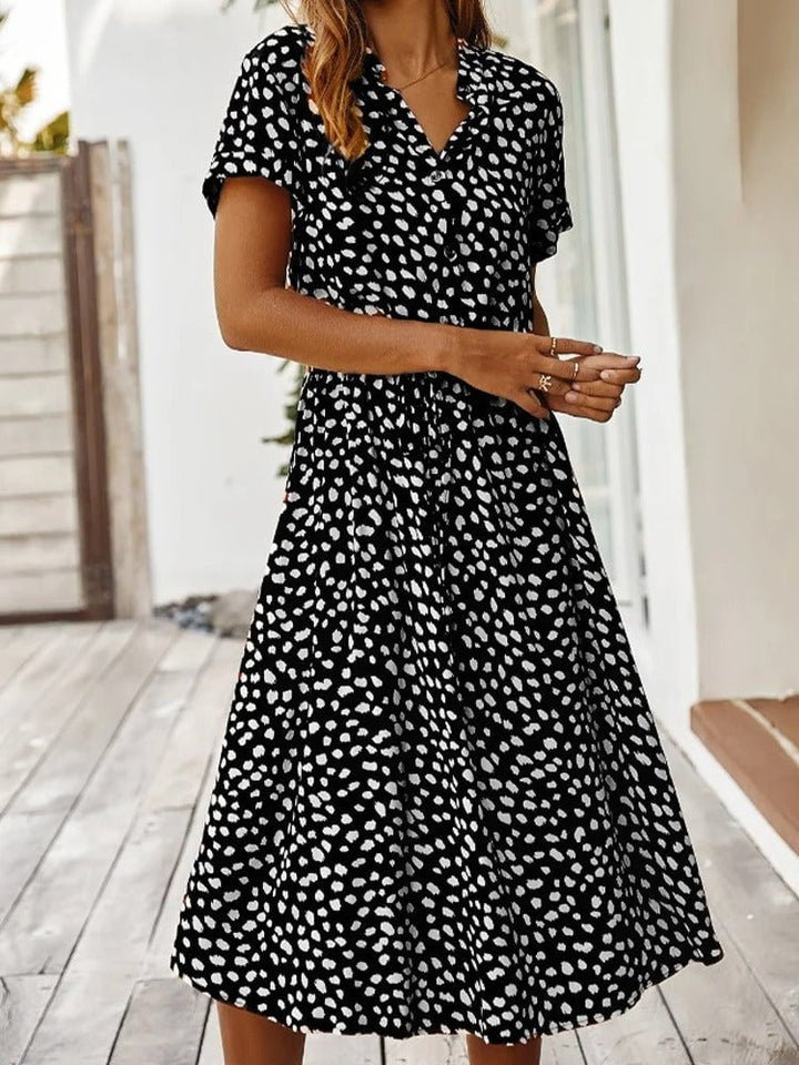 Flat lay of the Brenda summer dress showing color and design details across multiple color options