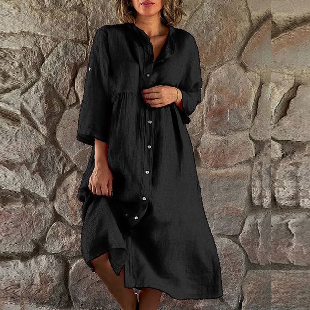 Briar midi dress styled for an evening occasion with heels demonstrating its versatile day-to-night appeal