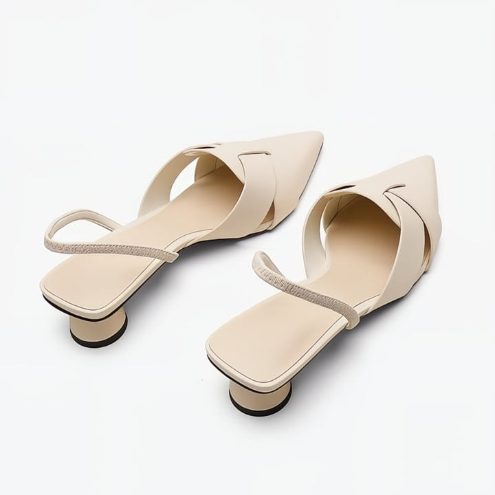 Bridgette flat sandals in orange, front view with vibrant color detail