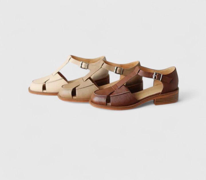 Brooke sandals in khaki displayed on a neutral background, front angle view