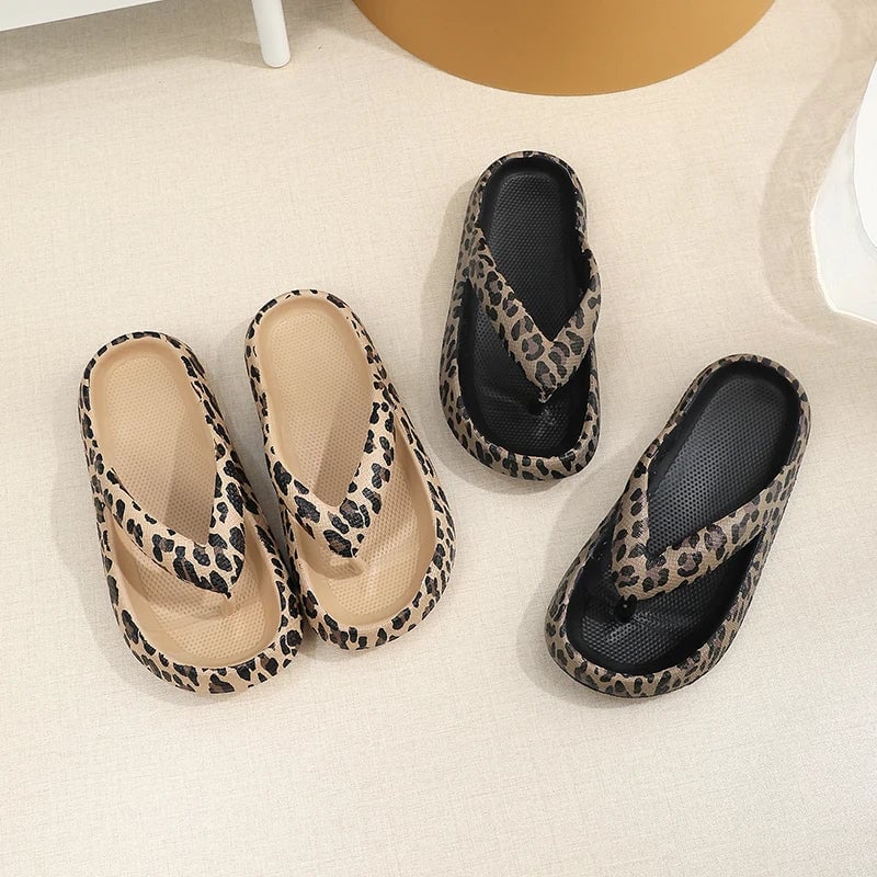 Brooke sandal in Khaki Leopard print, angled front view