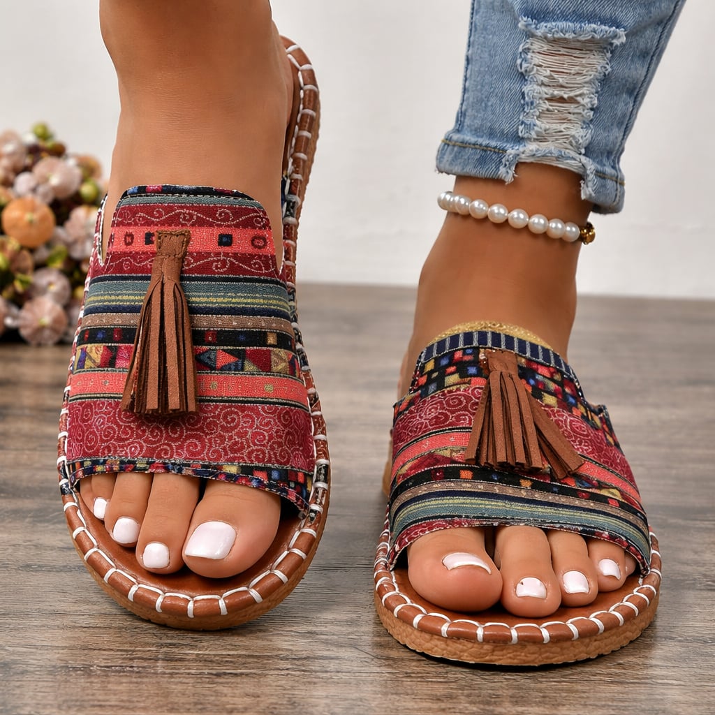 Calla women's orthopedic flat cushioned sandals shown from the front on a clean background