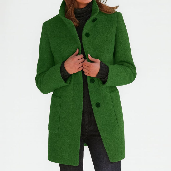 Close-up detail of the Camila coat fabric showing its soft, warm texture