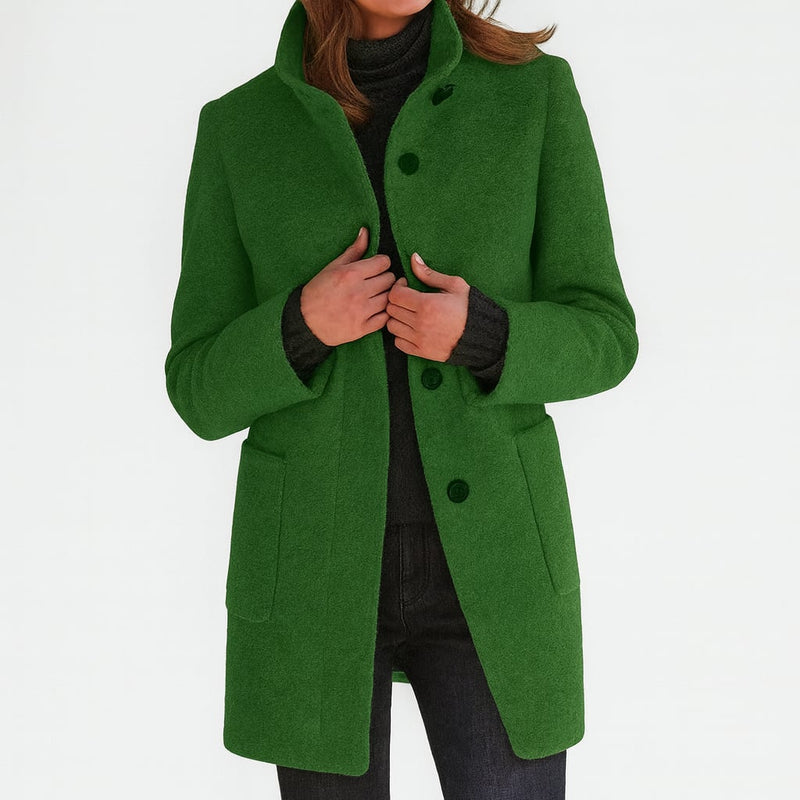 Close-up detail of the Camila coat fabric showing its soft, warm texture