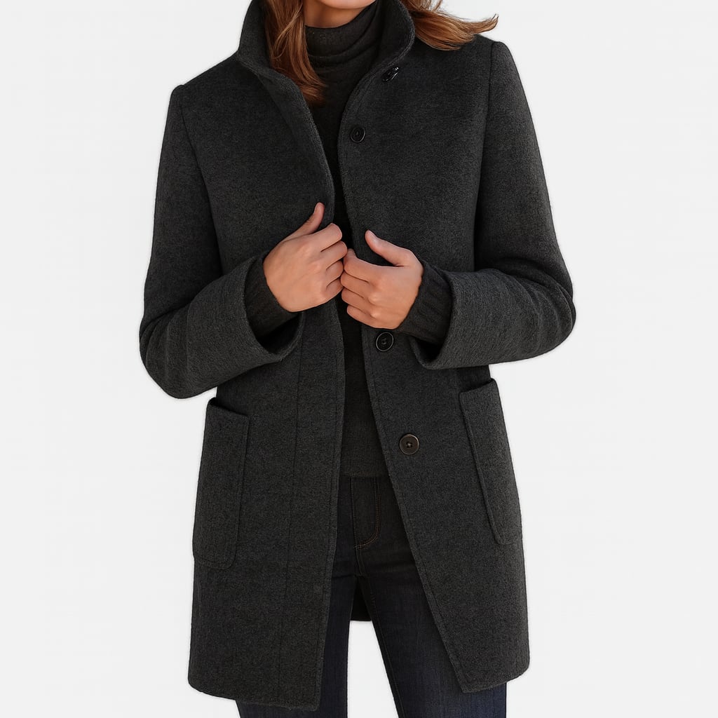 Camila coat styled over a dress for a polished, put-together outfit